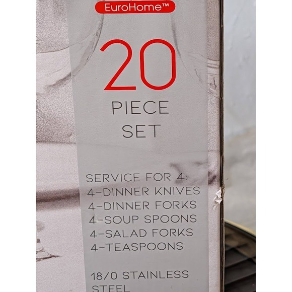 EuroHome 20 Piece Set Service for 4 18/0 Stainless Steel Hammered Silverware New - Picture 5 of 6